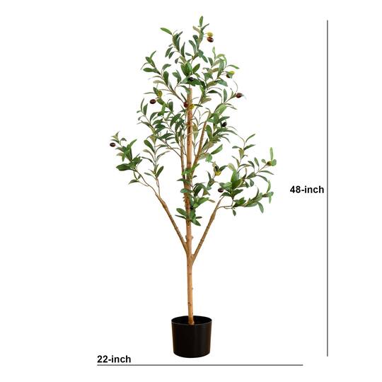 4ft. Potted Artificial Olive Tree with Natural Trunk
